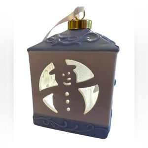 Blue Ceramic Color Changing or Solid White Light Ornament & Place Cardholder